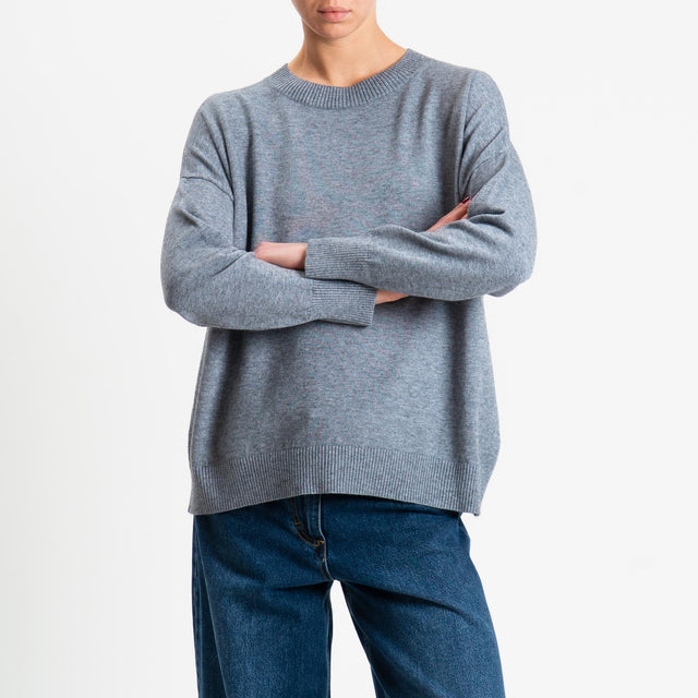 Zeroassoluto-Maglia girocollo scatola - grigio melange