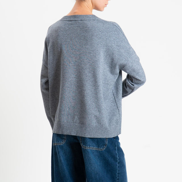 Zeroassoluto-Maglia girocollo scatola - grigio melange