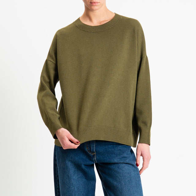 Zeroassoluto-Maglia girocollo scatola - olio