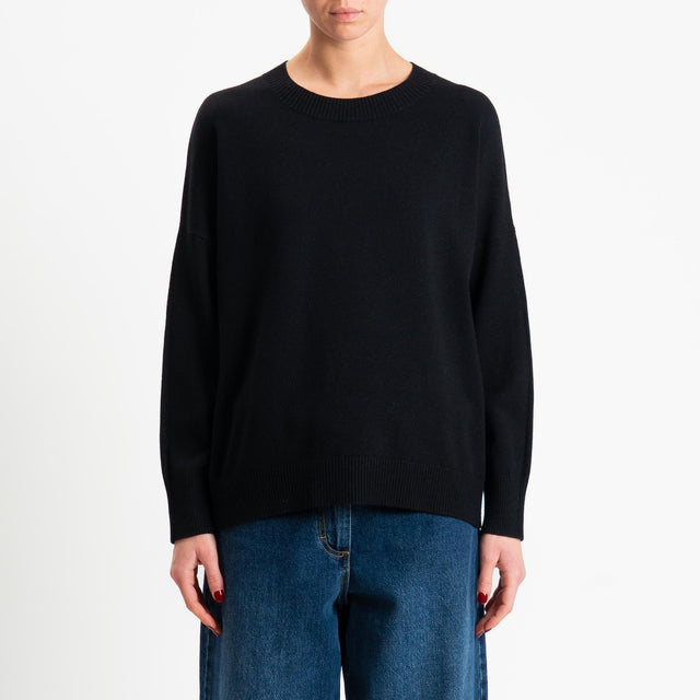 Zeroassoluto-Maglia girocollo scatola - nero