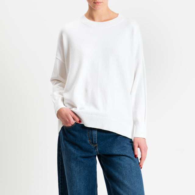 Zeroassoluto-Maglia girocollo scatola - panna