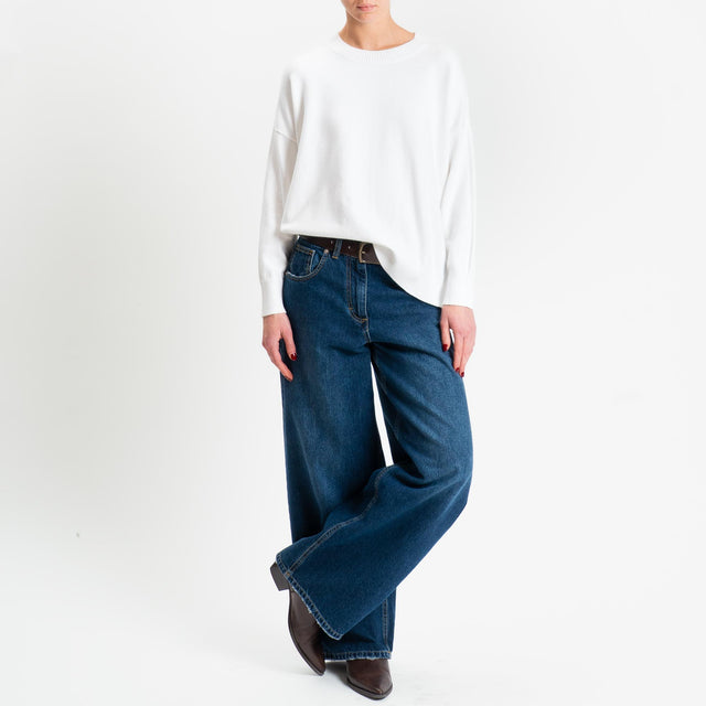 Zeroassoluto-Maglia girocollo scatola - panna