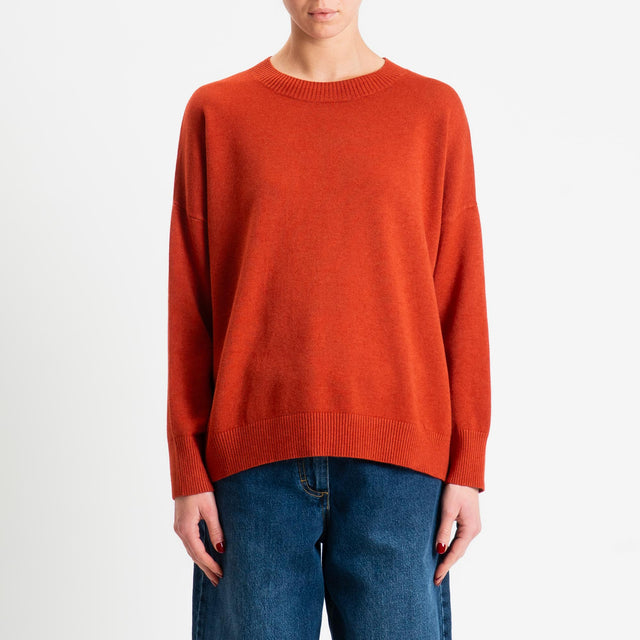 Zeroassoluto-Maglia girocollo scatola - ruggine