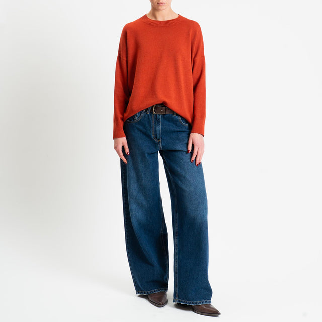 Zeroassoluto-Maglia girocollo scatola - ruggine