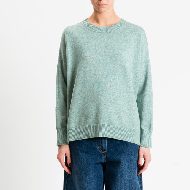 Zeroassoluto-Maglia girocollo scatola - salvia