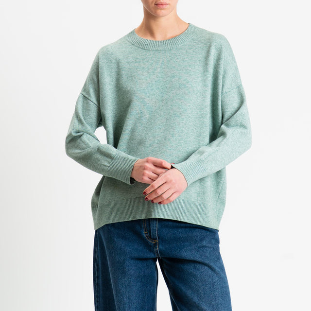 Zeroassoluto-Maglia girocollo scatola - salvia