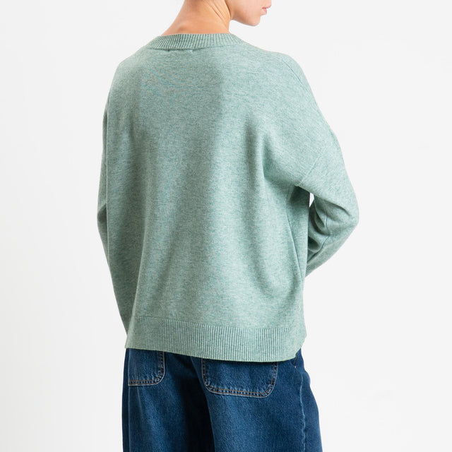 Zeroassoluto-Maglia girocollo scatola - salvia