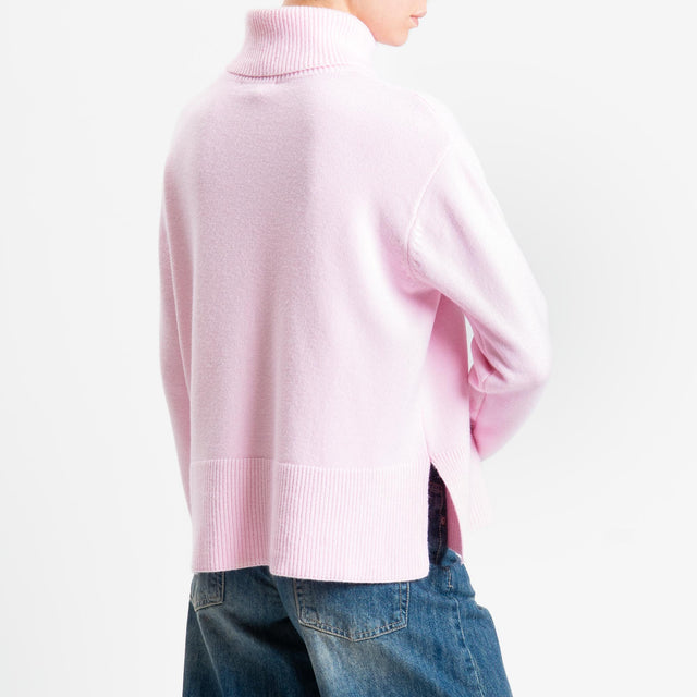 Zeroassoluto-Maglia scatola collo ad anello fondo cannolé  - rosa