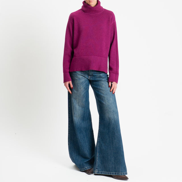 Zeroassoluto-Maglia scatola collo ad anello fondo cannolé  - ciclamino