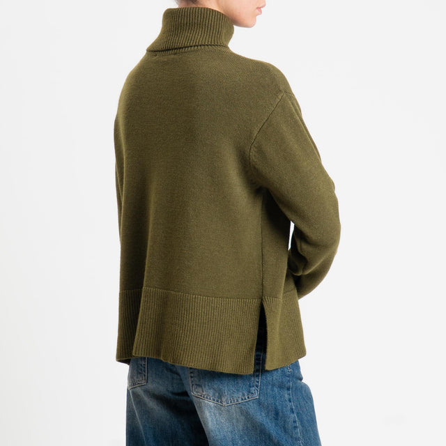 Zeroassoluto-Maglia scatola collo ad anello fondo cannolé  - olio