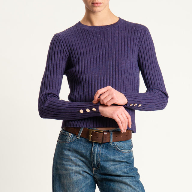 Zeroassoluto-Maglia crop coste con bottoni dorati - uva