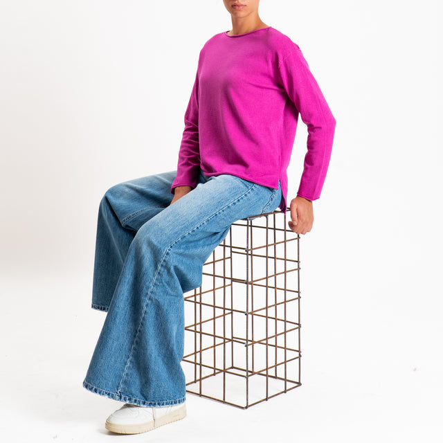 Zeroassoluto-Maglia girocollo spacchi laterali - amarena