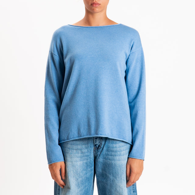 Zeroassoluto-Maglia girocollo spacchi laterali - jeans