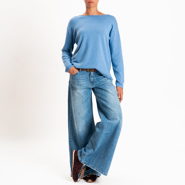 Zeroassoluto-Maglia girocollo spacchi laterali - jeans