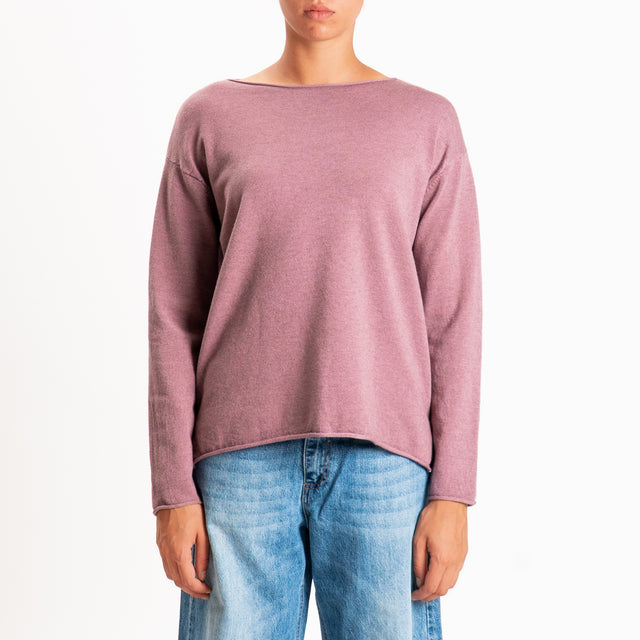 Zeroassoluto-Maglia girocollo spacchi laterali - mauve