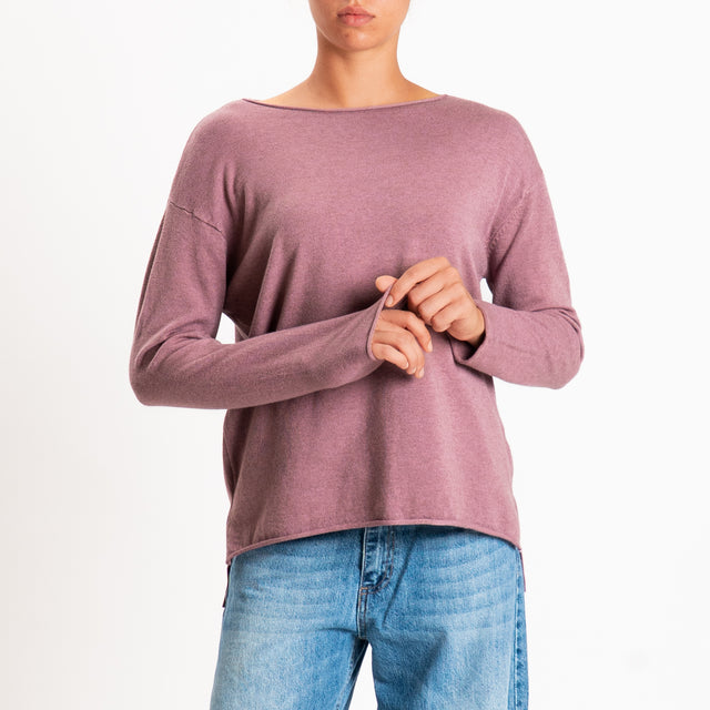 Zeroassoluto-Maglia girocollo spacchi laterali - mauve