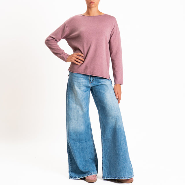 Zeroassoluto-Maglia girocollo spacchi laterali - mauve