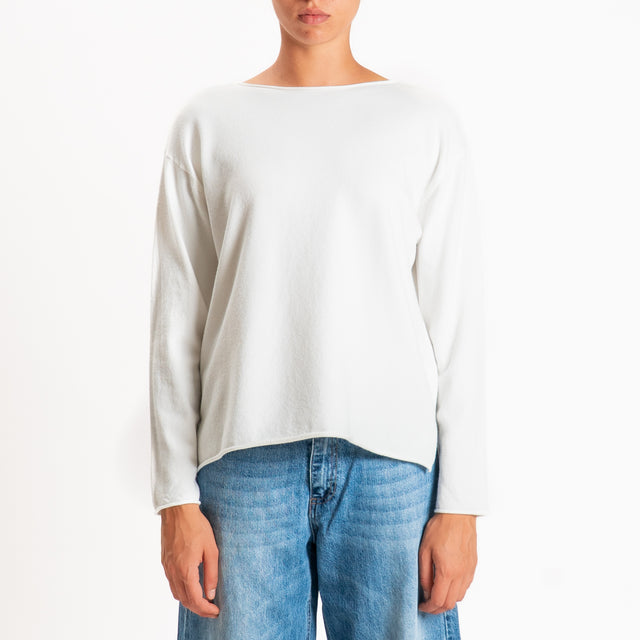 Zeroassoluto-Maglia girocollo spacchi laterali - panna