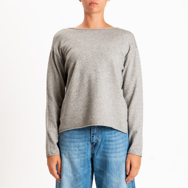 Zeroassoluto-Maglia girocollo spacchi laterali - stone