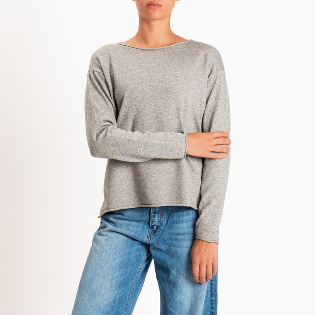Zeroassoluto-Maglia girocollo spacchi laterali - stone