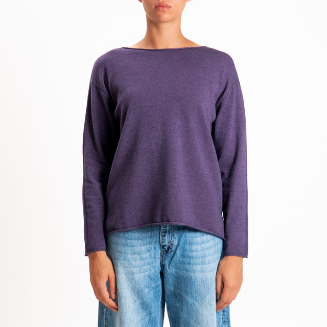 Zeroassoluto-Maglia girocollo spacchi laterali - uva