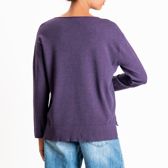 Zeroassoluto-Maglia girocollo spacchi laterali - uva
