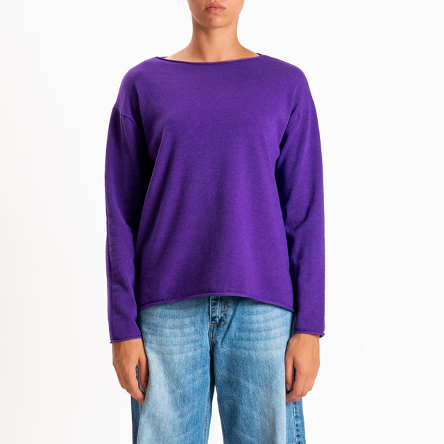 Zeroassoluto-Maglia girocollo spacchi laterali - viola