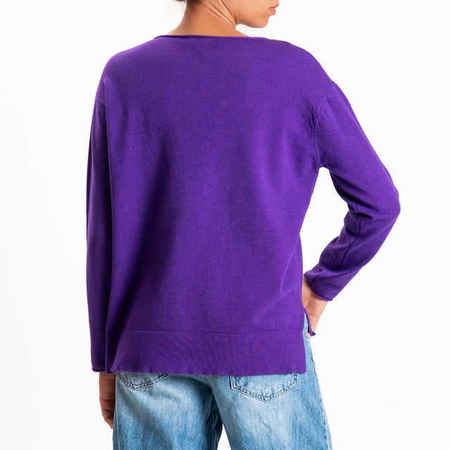 Zeroassoluto-Maglia girocollo spacchi laterali - viola