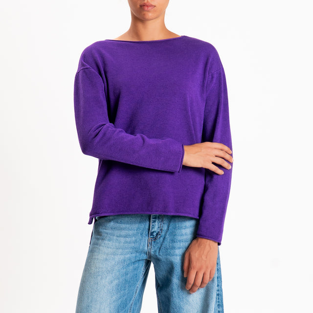 Zeroassoluto-Maglia girocollo spacchi laterali - viola