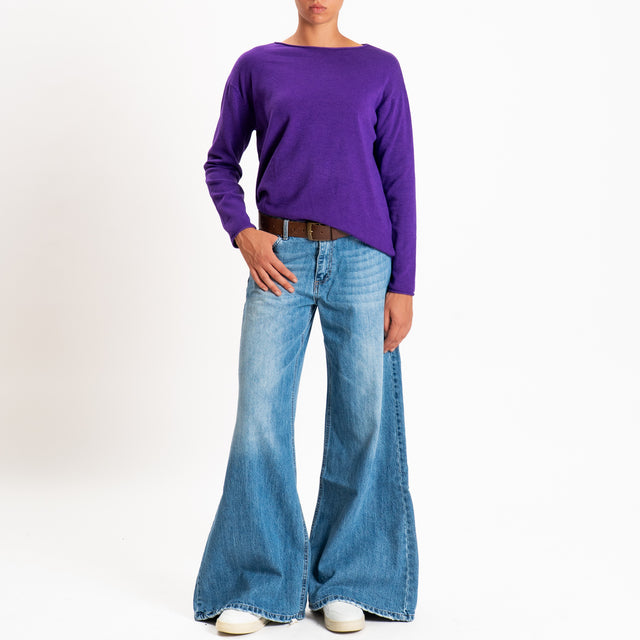 Zeroassoluto-Maglia girocollo spacchi laterali - viola