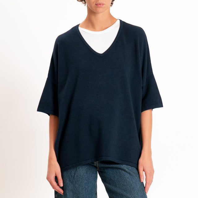 Zeroassoluto-Maglia over scollo a v - blu
