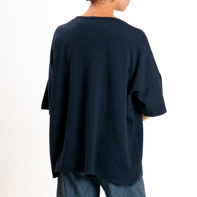 Zeroassoluto-Maglia over scollo a v - blu