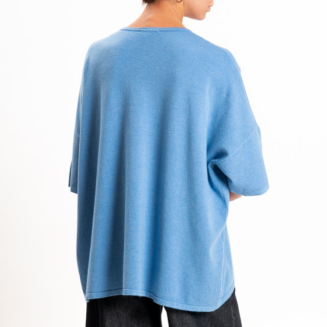 Zeroassoluto-Maglia over scollo a v - jeans