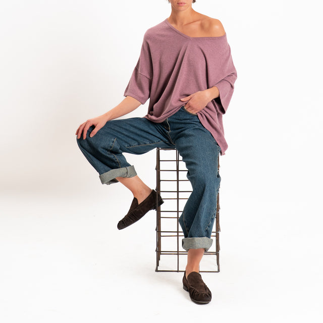 Zeroassoluto-Maglia over scollo a v - mauve