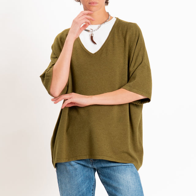 Zeroassoluto-Maglia over scollo a v - militare
