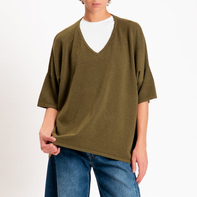 Zeroassoluto-Maglia over scollo a v - militare