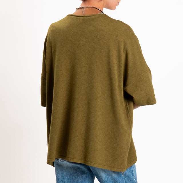 Zeroassoluto-Maglia over scollo a v - militare