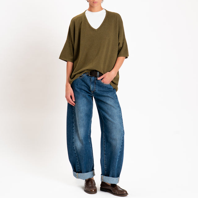 Zeroassoluto-Maglia over scollo a v - militare