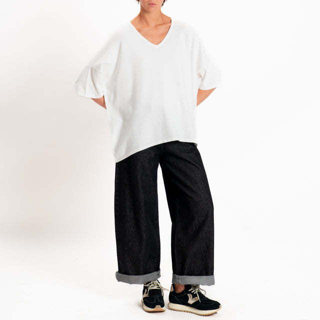 Zeroassoluto-Maglia over scollo a v - panna