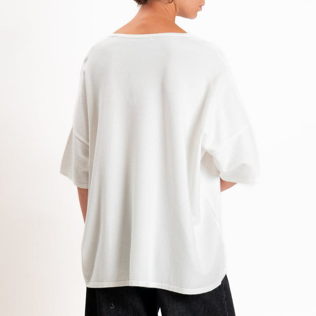 Zeroassoluto-Maglia over scollo a v - panna