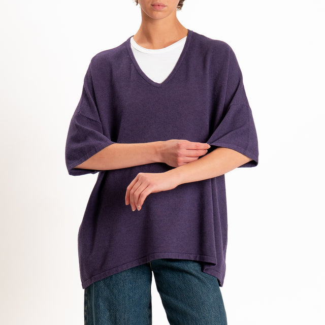 Zeroassoluto-Maglia over scollo a v - uva