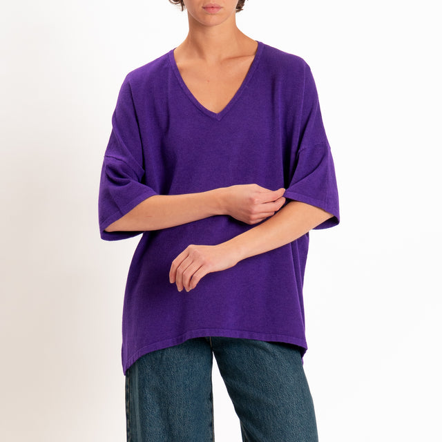 Zeroassoluto-Maglia over scollo a v - viola