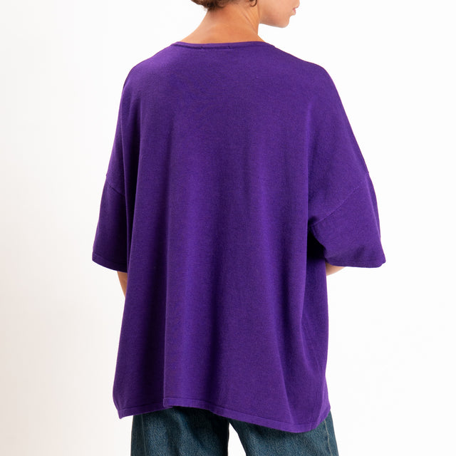 Zeroassoluto-Maglia over scollo a v - viola