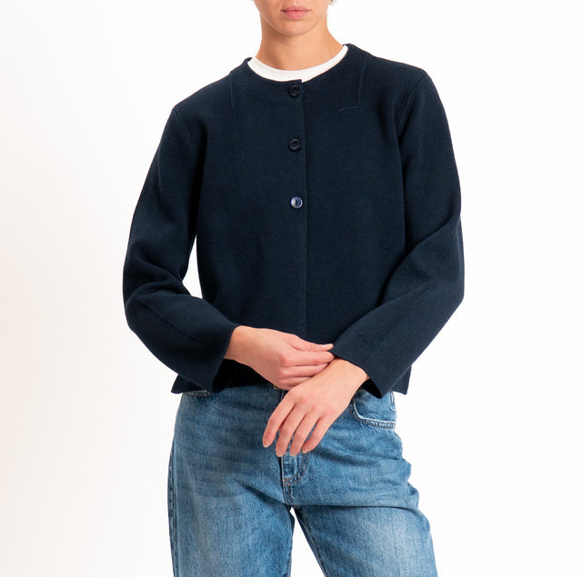 Zeroassoluto-Cardigan doppio filo tre bottoni - blu