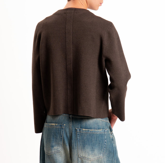 Zeroassoluto-Cardigan doppio filo tre bottoni - choco