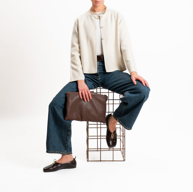 Zeroassoluto-Cardigan doppio filo tre bottoni - gesso