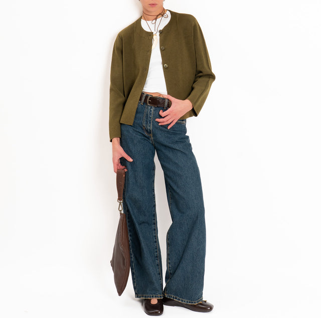 Zeroassoluto-Cardigan doppio filo tre bottoni - militare