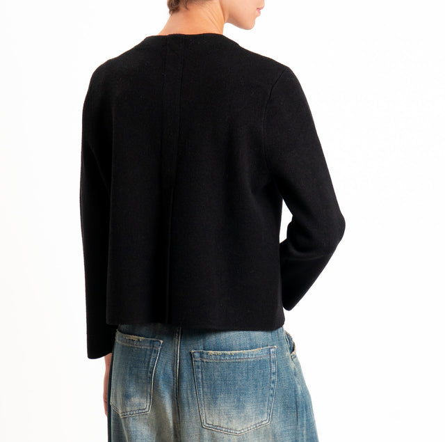 Zeroassoluto-Cardigan doppio filo tre bottoni - nero