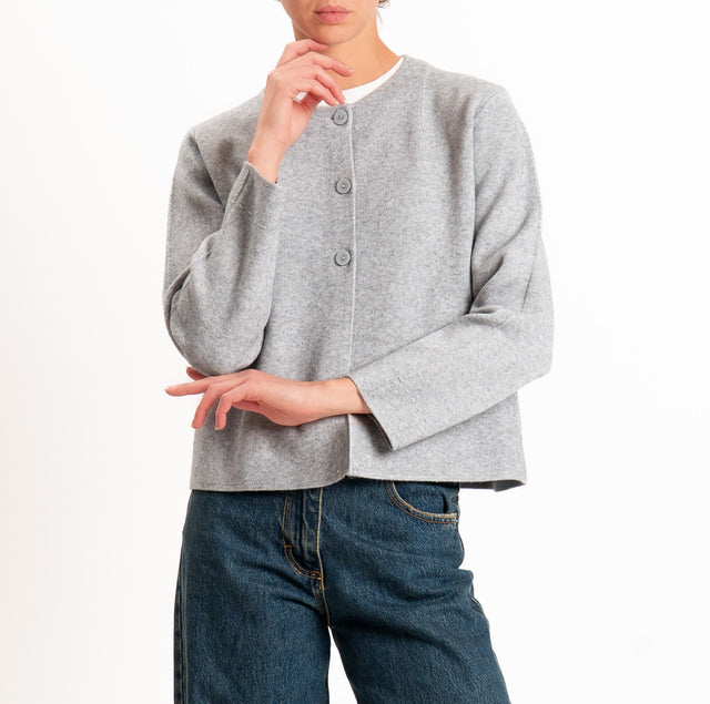 Zeroassoluto-Cardigan doppio filo tre bottoni - perla