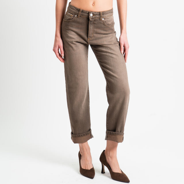 Zeroassoluto-Jeans TAIF straight fit stone washed - moka